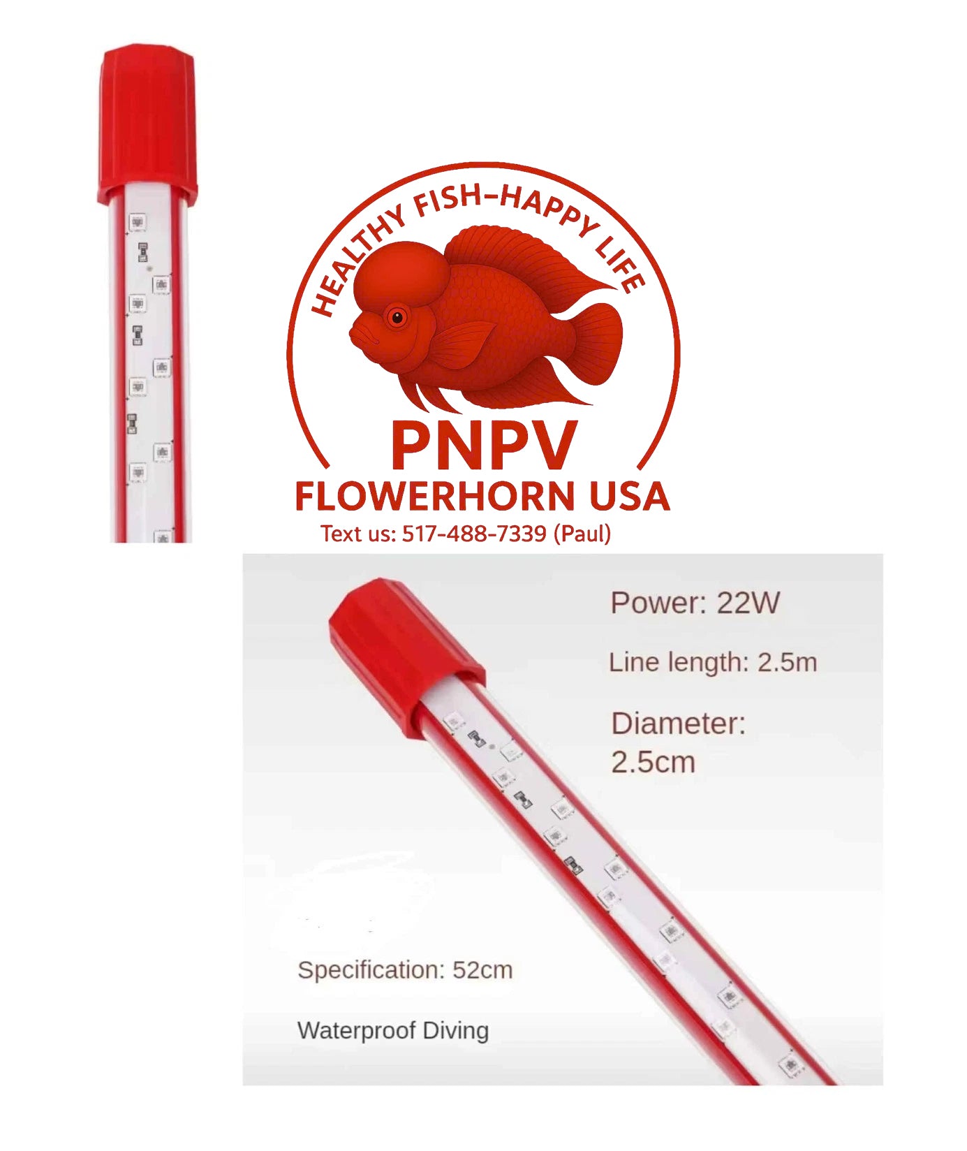 AQUA LED Light 20 inch – Enhances Fish Red Color Without Tinting Water – Boosts Red Pigment for Arowana, Kamfa, Super Red Monkey