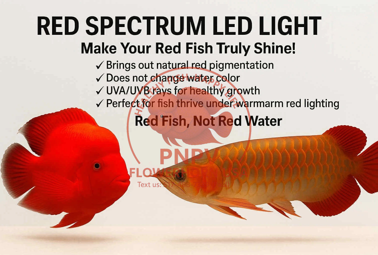 AQUA LED Light 20 inch – Enhances Fish Red Color Without Tinting Water – Boosts Red Pigment for Arowana, Kamfa, Super Red Monkey